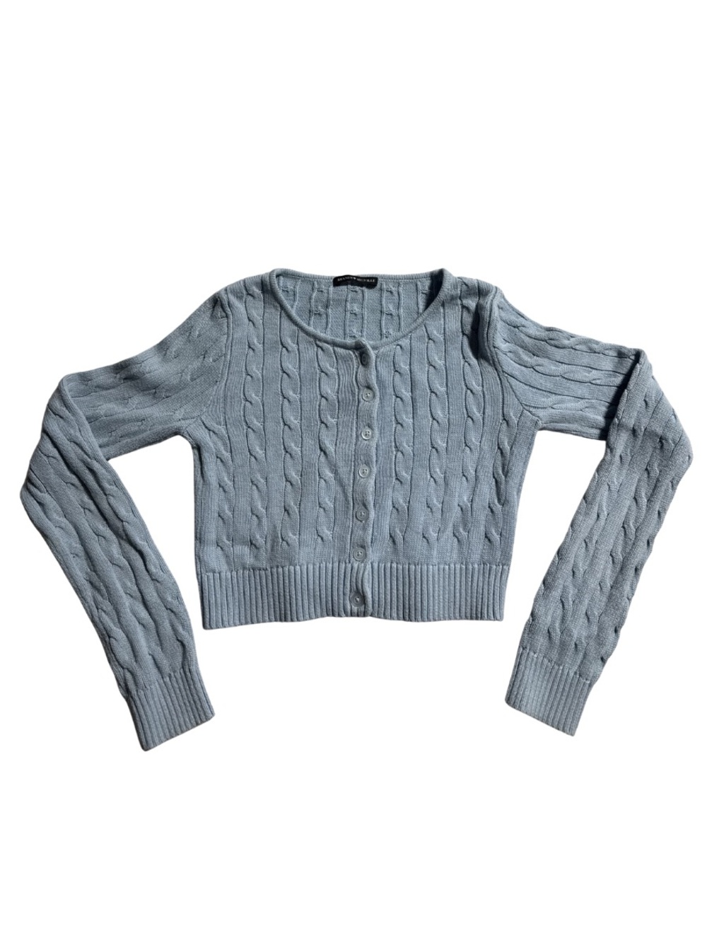 Brandy Melville Light Blue Cable Knit Cropped Cardigan